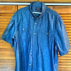 Chaps XXL Men’s Blue Washed Chambray Short Sleeve Shirt